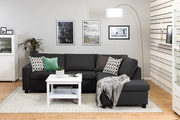 Crazy 3-sits Högervänd L-formad Schäslongsoffa i Tyg - Antracit - Möbler - Soffa - Divansoffa & schäslongsoffa - 3 sits soffa med divan