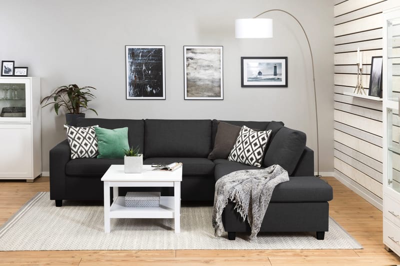 Crazy 3-sits Högervänd L-formad Schäslongsoffa i Tyg - Antracit - Möbler - Soffa - Divansoffa & schäslongsoffa - 3 sits soffa med divan