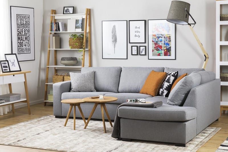 Crazy 3-sits Högervänd L-formad Schäslongsoffa i Tyg - Grå - Möbler - Soffa - Divansoffa & schäslongsoffa - 3 sits soffa med divan