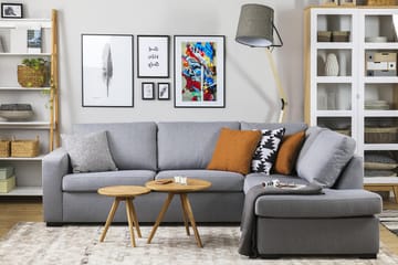Crazy 3-sits Högervänd L-formad Schäslongsoffa i Tyg - Grå - Möbler - Soffa - Divansoffa & schäslongsoffa - 3 sits soffa med divan