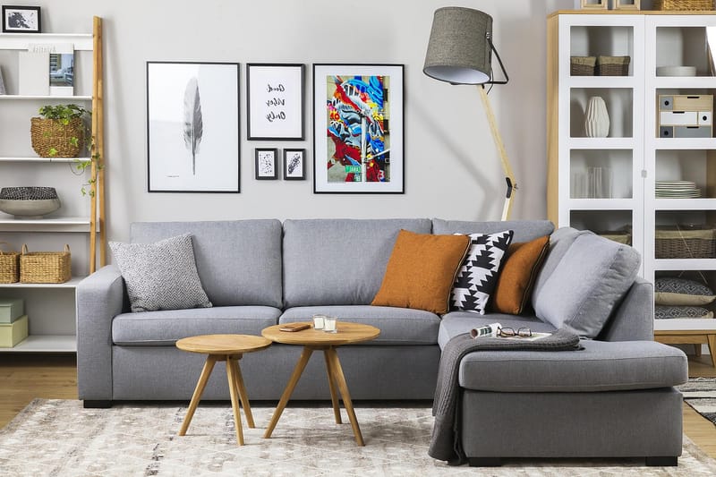 Crazy 3-sits Högervänd L-formad Schäslongsoffa i Tyg - Grå - Möbler - Soffa - Divansoffa & schäslongsoffa - 3 sits soffa med divan