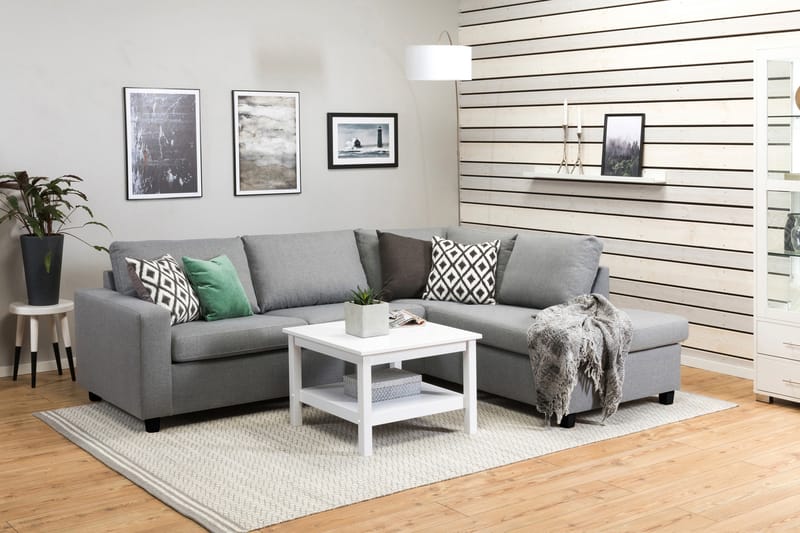 Crazy 3-sits Högervänd L-formad Schäslongsoffa i Tyg - Grå - Möbler - Soffa - Divansoffa & schäslongsoffa - 3 sits soffa med divan