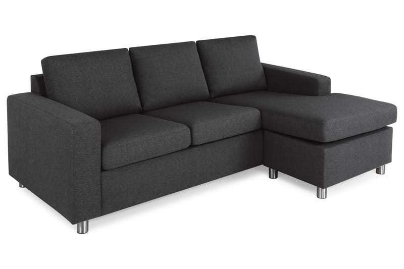 Crazy 3-sits Vändbar L-formad Divansoffa i Tyg - Antracit - Möbler - Soffa - Divansoffa & schäslongsoffa - 3 sits soffa med divan