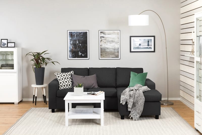 Crazy 3-sits Vändbar L-formad Divansoffa i Tyg - Antracit - Möbler - Soffa - Divansoffa & schäslongsoffa - 3 sits soffa med divan