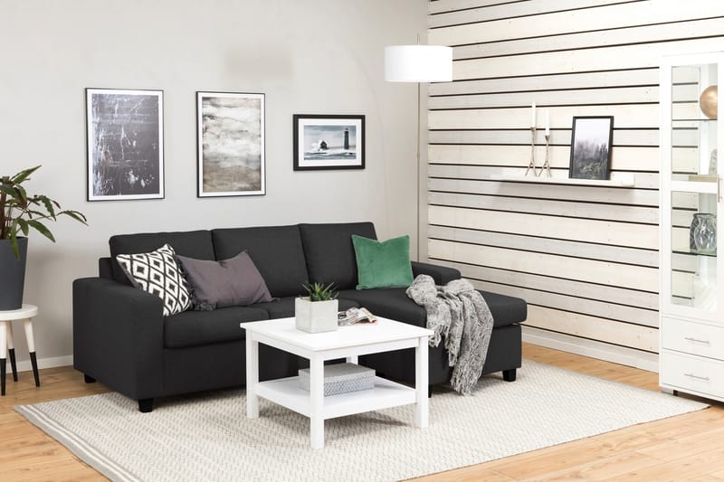 Crazy 3-sits Vändbar L-formad Divansoffa i Tyg - Antracit - Möbler - Soffa - Divansoffa & schäslongsoffa - 3 sits soffa med divan