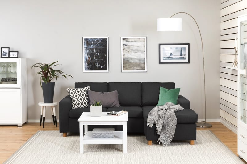 Crazy 3-sits Vändbar L-formad Divansoffa i Tyg - Antracit - Möbler - Soffa - Divansoffa & schäslongsoffa - 3 sits soffa med divan