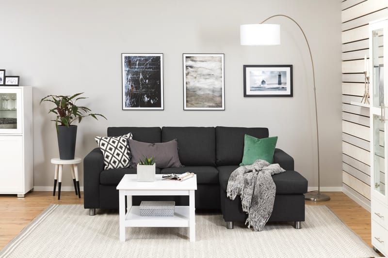 Crazy 3-sits Vändbar L-formad Divansoffa i Tyg - Antracit - Möbler - Soffa - Divansoffa & schäslongsoffa - 3 sits soffa med divan