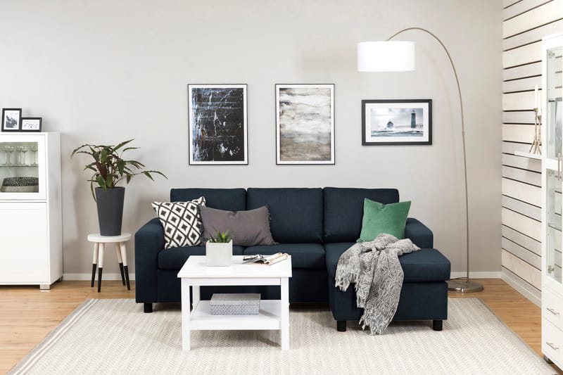 Crazy 3-sits Vändbar L-formad Divansoffa i Tyg - Blå - Möbler - Soffa - Divansoffa & schäslongsoffa - 3 sits soffa med divan