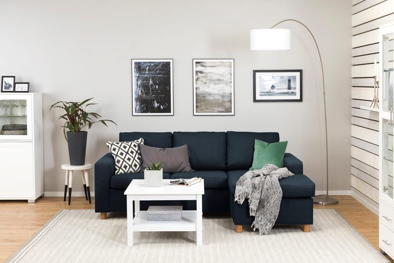 Crazy 3-sits Vändbar L-formad Divansoffa i Tyg - Blå - Möbler - Soffa - Divansoffa & schäslongsoffa - 3 sits soffa med divan