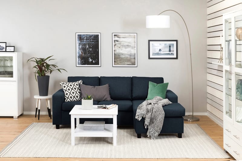 Crazy 3-sits Vändbar L-formad Divansoffa i Tyg - Blå - Möbler - Soffa - Divansoffa & schäslongsoffa - 3 sits soffa med divan