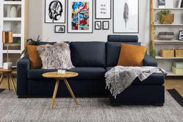 Crazy 3-sits Vändbar L-formad Divansoffa i Tyg - Blå - Möbler - Soffa - Divansoffa & schäslongsoffa - 3 sits soffa med divan