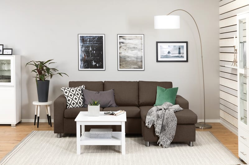 Crazy 3-sits Vändbar L-formad Divansoffa i Tyg - Brun - Möbler - Soffa - Divansoffa & schäslongsoffa - 3 sits soffa med divan