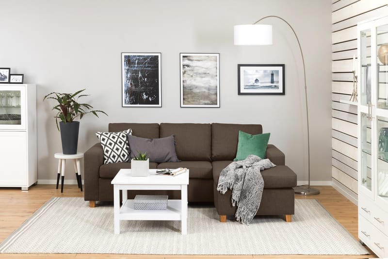 Crazy 3-sits Vändbar L-formad Divansoffa i Tyg - Brun - Möbler - Soffa - Divansoffa & schäslongsoffa - 3 sits soffa med divan