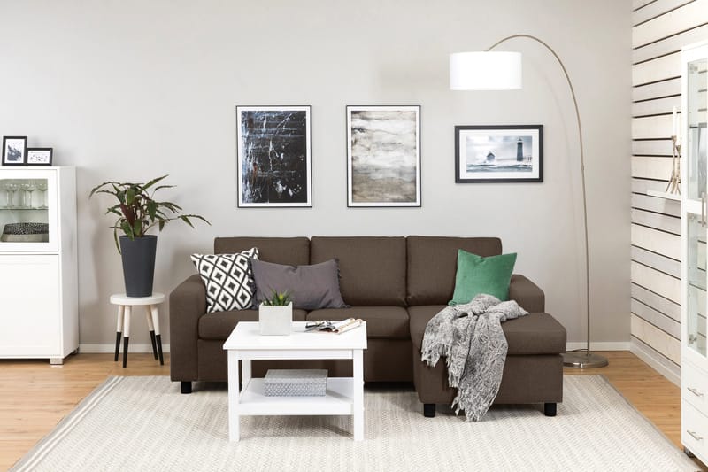 Crazy 3-sits Vändbar L-formad Divansoffa i Tyg - Brun - Möbler - Soffa - Divansoffa & schäslongsoffa - 3 sits soffa med divan