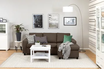 Crazy 3-sits Vändbar L-formad Divansoffa i Tyg - Brun - Möbler - Soffa - Divansoffa & schäslongsoffa - 3 sits soffa med divan