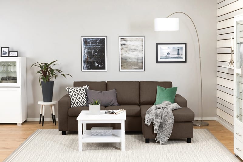 Crazy 3-sits Vändbar L-formad Divansoffa i Tyg - Brun - Möbler - Soffa - Divansoffa & schäslongsoffa - 3 sits soffa med divan