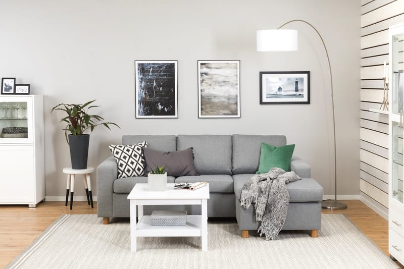 Crazy 3-sits Vändbar L-formad Divansoffa i Tyg - Grå - Möbler - Soffa - Divansoffa & schäslongsoffa - 3 sits soffa med divan