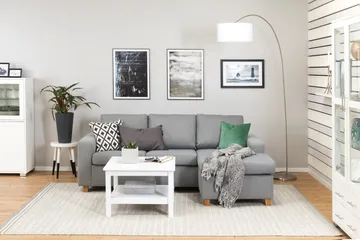 Crazy 3-sits Vändbar L-formad Divansoffa i Tyg - Grå - Möbler - Soffa - Divansoffa & schäslongsoffa - 3 sits soffa med divan