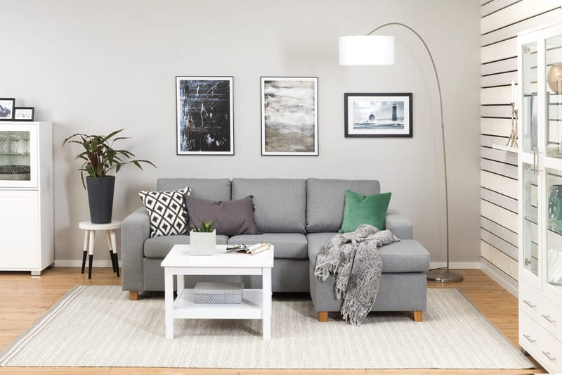 Crazy 3-sits Vändbar L-formad Divansoffa i Tyg - Grå - Möbler - Soffa - Divansoffa & schäslongsoffa - 3 sits soffa med divan