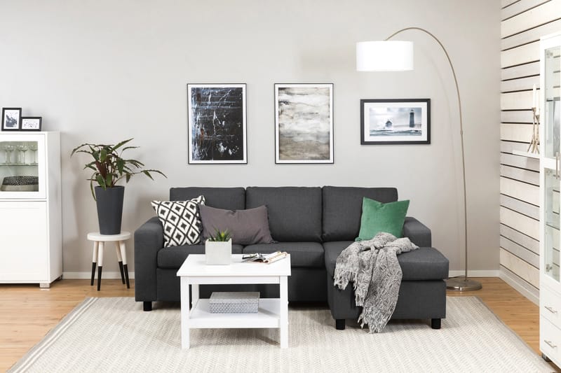 Crazy 3-sits Vändbar L-formad Divansoffa i Tyg - Mörkgrå - Möbler - Soffa - Divansoffa & schäslongsoffa - 3 sits soffa med divan