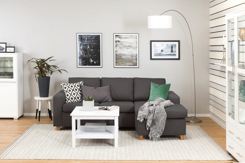 Crazy 3-sits Vändbar L-formad Divansoffa i Tyg - Mörkgrå - Möbler - Soffa - Divansoffa & schäslongsoffa - 3 sits soffa med divan