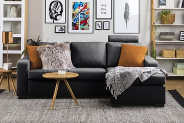 Crazy 3-sits Vändbar L-formad Divansoffa i Tyg - Mörkgrå - Möbler - Soffa - Divansoffa & schäslongsoffa - 3 sits soffa med divan