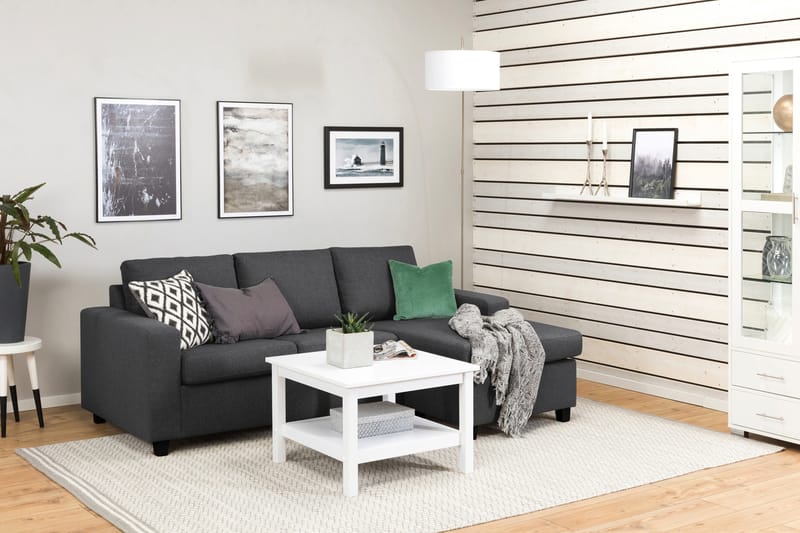 Crazy 3-sits Vändbar L-formad Divansoffa i Tyg - Mörkgrå - Möbler - Soffa - Divansoffa & schäslongsoffa - 3 sits soffa med divan