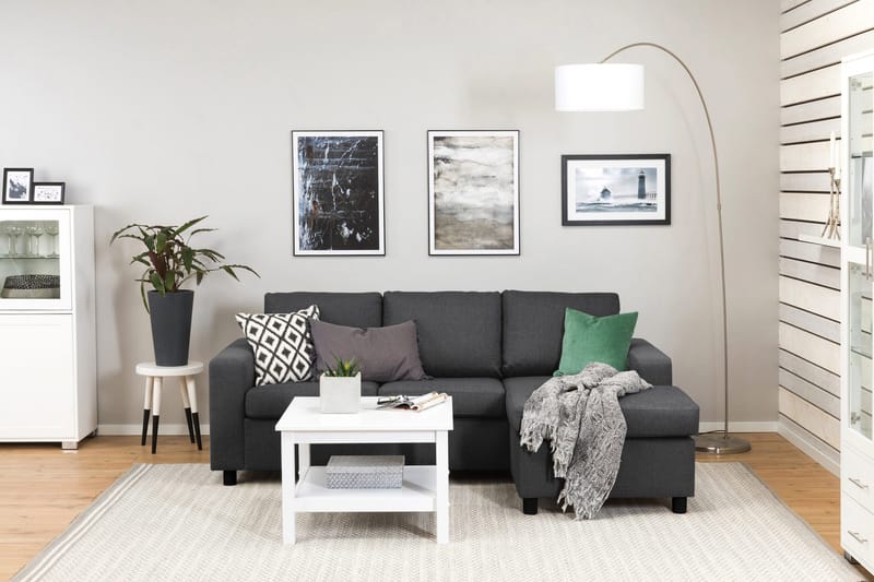 Crazy 3-sits Vändbar L-formad Divansoffa i Tyg - Mörkgrå - Möbler - Soffa - Divansoffa & schäslongsoffa - 3 sits soffa med divan
