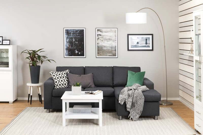 Crazy 3-sits Vändbar L-formad Divansoffa i Tyg - Mörkgrå - Möbler - Soffa - Divansoffa & schäslongsoffa - 3 sits soffa med divan