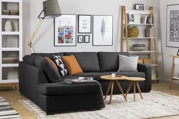Crazy 3-sits Vänstervänd L-formad Schäslongsoffa i Tyg - Antracit - Möbler - Soffa - Divansoffa & schäslongsoffa - 3 sits soffa med divan