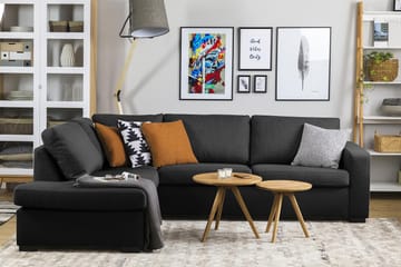 Crazy 3-sits Vänstervänd L-formad Schäslongsoffa i Tyg - Antracit - Möbler - Soffa - Divansoffa & schäslongsoffa - 3 sits soffa med divan