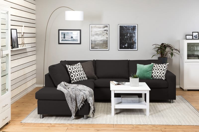 Crazy 3-sits Vänstervänd L-formad Schäslongsoffa i Tyg - Antracit - Möbler - Soffa - Divansoffa & schäslongsoffa - 3 sits soffa med divan