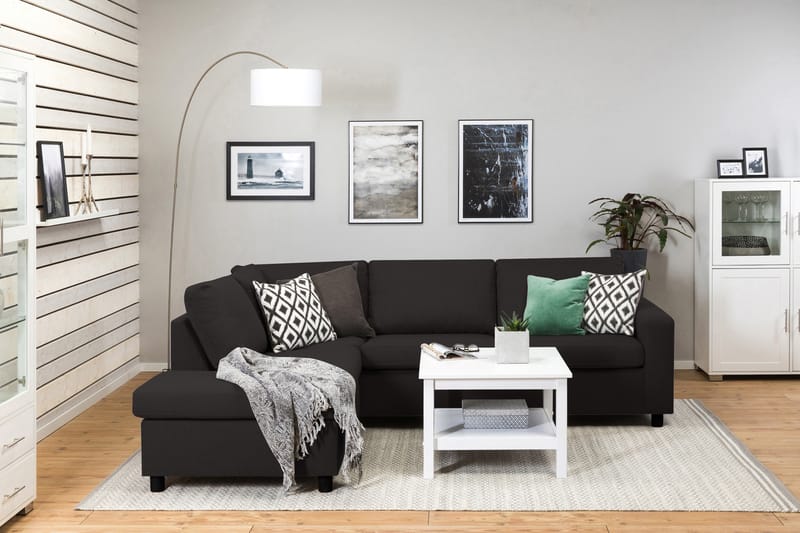 Crazy 3-sits Vänstervänd L-formad Schäslongsoffa i Tyg - Antracit - Möbler - Soffa - Divansoffa & schäslongsoffa - 3 sits soffa med divan