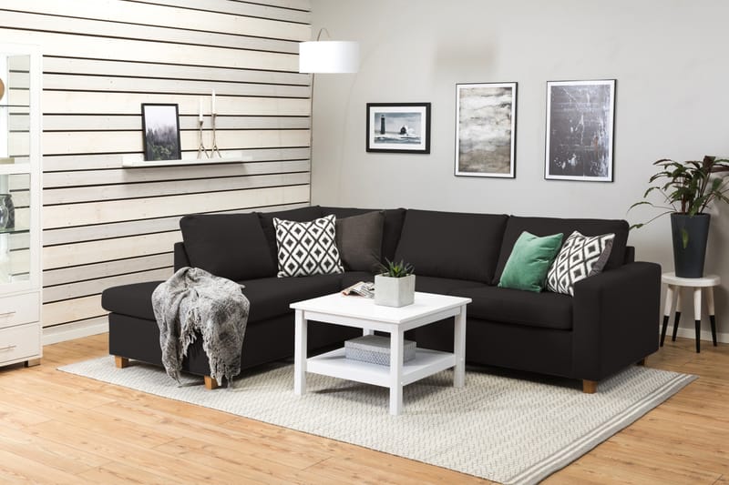 Crazy 3-sits Vänstervänd L-formad Schäslongsoffa i Tyg - Antracit - Möbler - Soffa - Divansoffa & schäslongsoffa - 3 sits soffa med divan