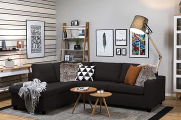 Crazy 3-sits Vänstervänd L-formad Schäslongsoffa i Tyg - Antracit - Möbler - Soffa - Divansoffa & schäslongsoffa - 3 sits soffa med divan