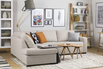 Crazy 3-sits Vänstervänd L-formad Schäslongsoffa i Tyg - Beige - Möbler - Soffa - Divansoffa & schäslongsoffa - 3 sits soffa med divan