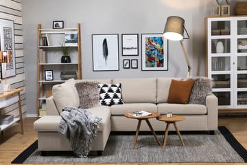 Crazy 3-sits Vänstervänd L-formad Schäslongsoffa i Tyg - Beige - Möbler - Soffa - Divansoffa & schäslongsoffa - 3 sits soffa med divan