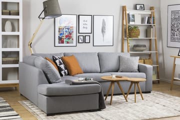 Crazy 3-sits Vänstervänd L-formad Schäslongsoffa i Tyg - Grå - Möbler - Soffa - Divansoffa & schäslongsoffa - 3 sits soffa med divan
