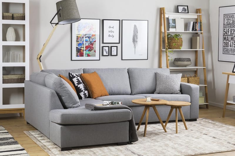 Crazy 3-sits Vänstervänd L-formad Schäslongsoffa i Tyg - Grå - Möbler - Soffa - Divansoffa & schäslongsoffa - 3 sits soffa med divan