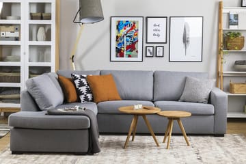 Crazy 3-sits Vänstervänd L-formad Schäslongsoffa i Tyg - Grå - Möbler - Soffa - Divansoffa & schäslongsoffa - 3 sits soffa med divan