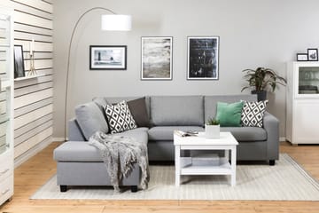 Crazy 3-sits Vänstervänd L-formad Schäslongsoffa i Tyg - Grå - Möbler - Soffa - Divansoffa & schäslongsoffa - 3 sits soffa med divan