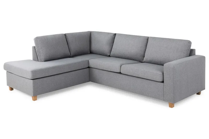 Crazy 3-sits Vänstervänd L-formad Schäslongsoffa i Tyg - Grå - Möbler - Soffa - Divansoffa & schäslongsoffa - 3 sits soffa med divan