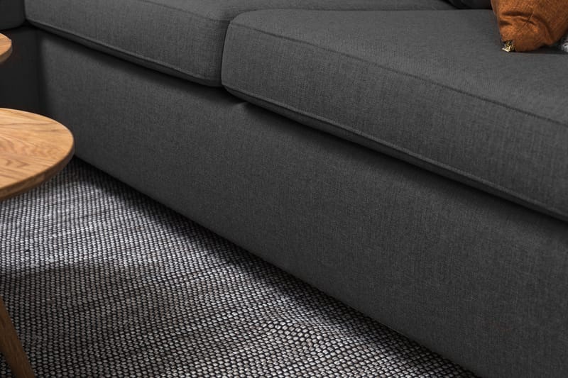 Crazy 3-sits Vänstervänd L-formad Schäslongsoffa i Tyg - Mörkgrå - Möbler - Soffa - Divansoffa & schäslongsoffa - 3 sits soffa med divan