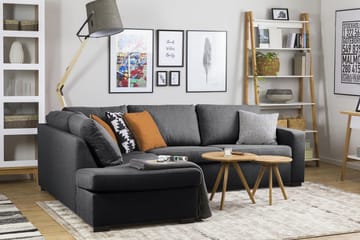 Crazy 3-sits Vänstervänd L-formad Schäslongsoffa i Tyg - Mörkgrå - Möbler - Soffa - Divansoffa & schäslongsoffa - 3 sits soffa med divan