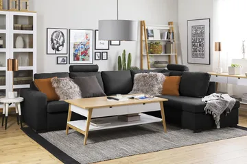 Crazy 4-sits Högervänd L-formad Schäslongsoffa i Tyg - Antracit - Möbler - Soffa - Divansoffa & schäslongsoffa - 3 sits soffa med divan