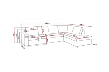 Crazy 4-sits Högervänd L-formad Schäslongsoffa i Tyg - Antracit - Möbler - Soffa - Divansoffa & schäslongsoffa - 3 sits soffa med divan