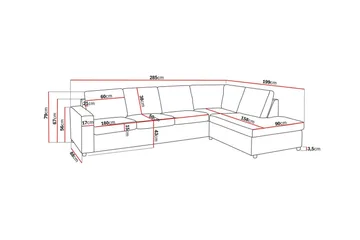 Crazy 4-sits Högervänd L-formad Schäslongsoffa i Tyg - Antracit - Möbler - Soffa - Divansoffa & schäslongsoffa - 3 sits soffa med divan