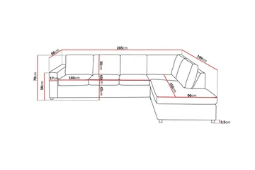 Crazy 4-sits Högervänd L-formad Schäslongsoffa i Tyg - Antracit - Möbler - Soffa - Divansoffa & schäslongsoffa - 3 sits soffa med divan