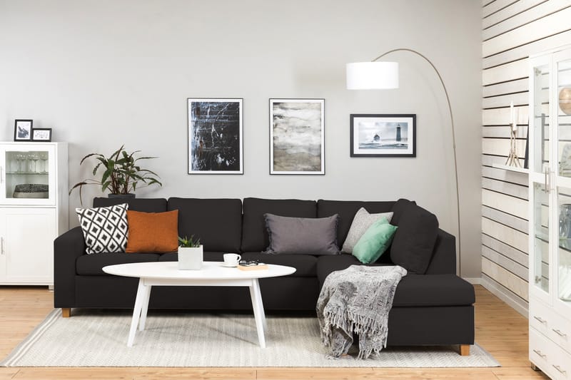 Crazy 4-sits Högervänd L-formad Schäslongsoffa i Tyg - Antracit - Möbler - Soffa - Divansoffa & schäslongsoffa - 3 sits soffa med divan