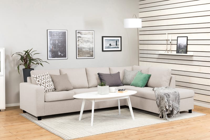Crazy 4-sits Högervänd L-formad Schäslongsoffa i Tyg - Beige - Möbler - Soffa - Divansoffa & schäslongsoffa - 3 sits soffa med divan